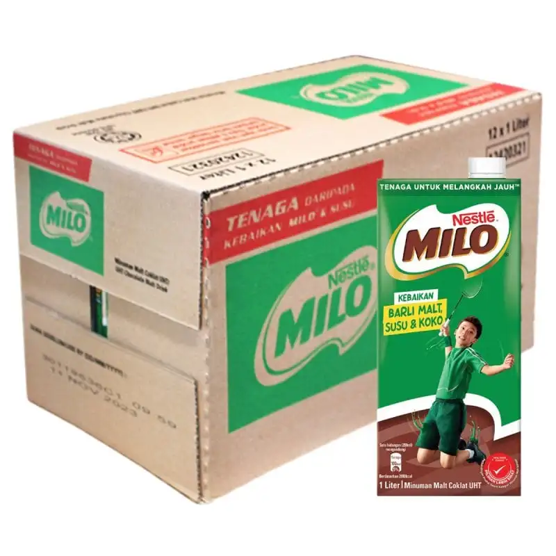 MI LO ACTIV GO UHT 12x1L Malaysian-Made Cocoa Malt Drink Direct Factory Wholesale Price Cacao Beverages Bulk Buy Chocolate Drink