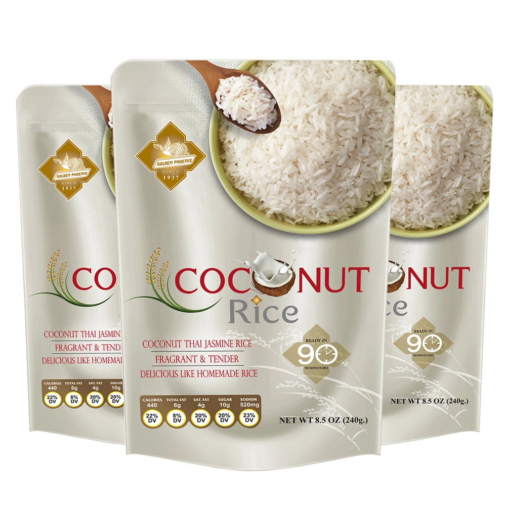 Instant meal - Coconut Rice Thai Jasmine Rice Pack in Pouch 240g Instant Rice Microwave Ready Food
