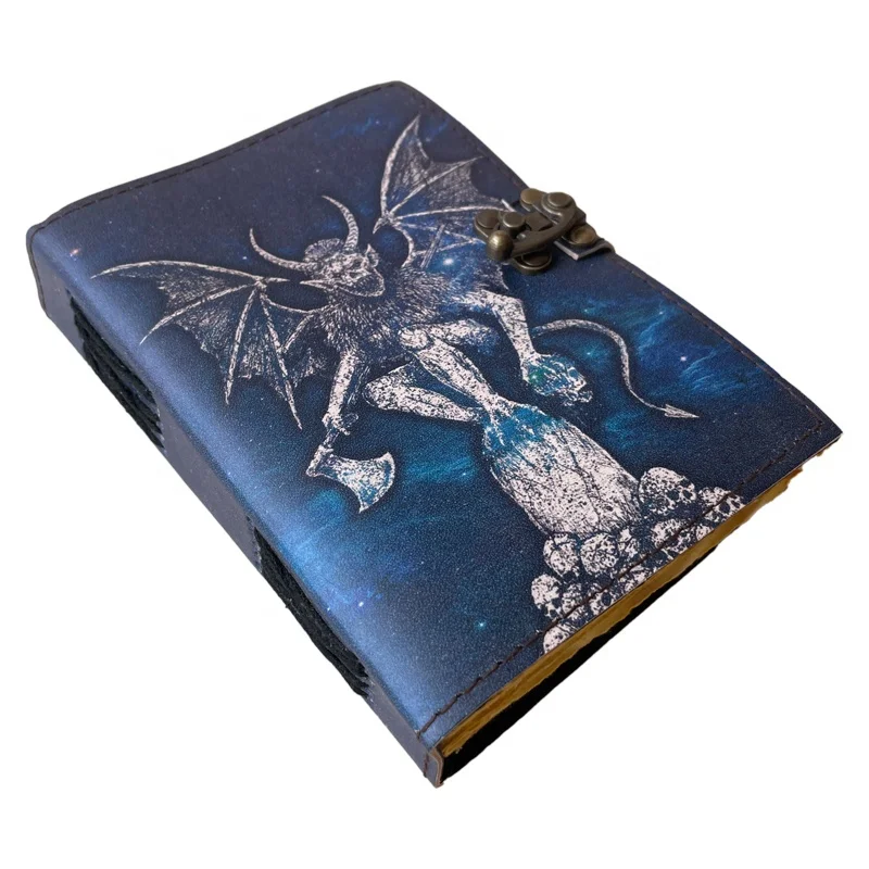 Dragon style Handmade Leather Printed Journal Retro Collage Poster Design 120 deckle Vintage Paper Notebook & Sketchbook