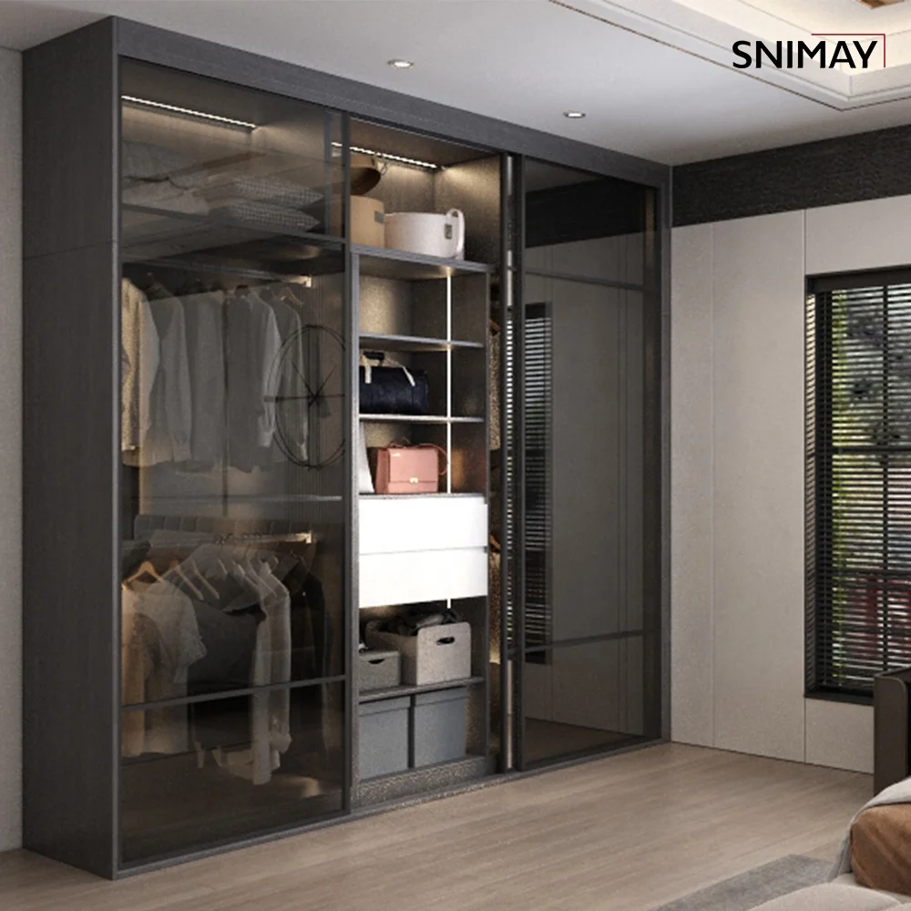 Snimay Custom Walking in Solid Wood Portable Closet Cabinets Set Bedroom Furniture