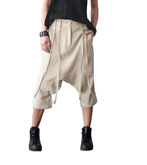 Modern style Drop Crotch Linen Pants Loose Summer Beige Ankle Pants Maxi Trousers/Oversize Linen Harem Pants Plus Size Gyps