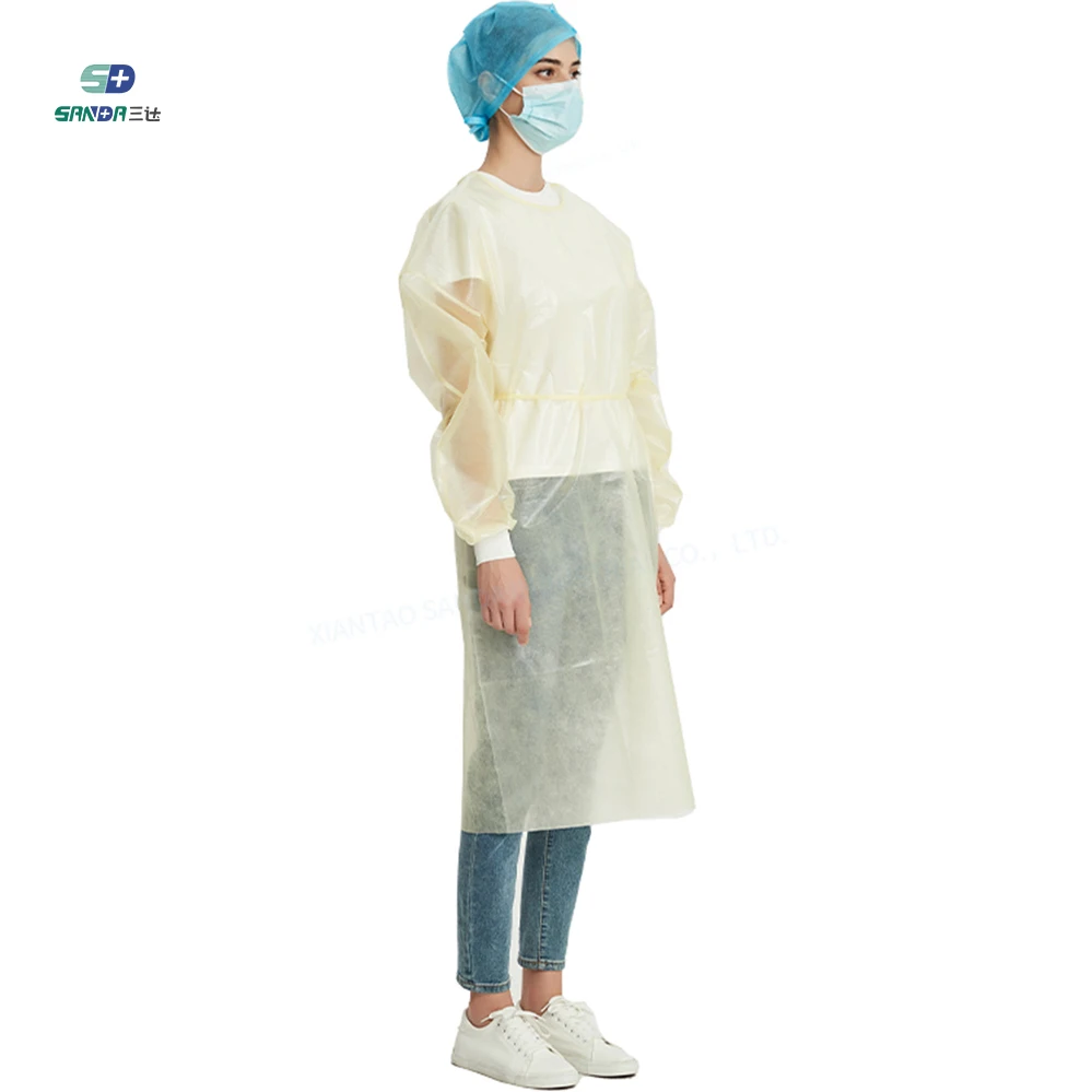 Customizable disposable PP PE isolation gown white chemical protective isolation gown sterile