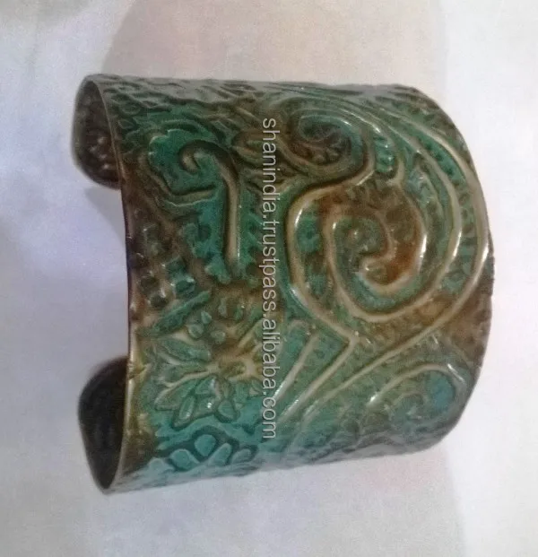 High Quality Handmade partywear Fashion Metal cuff Blue Enamel Partywear metal cuffs Brass cufflinks