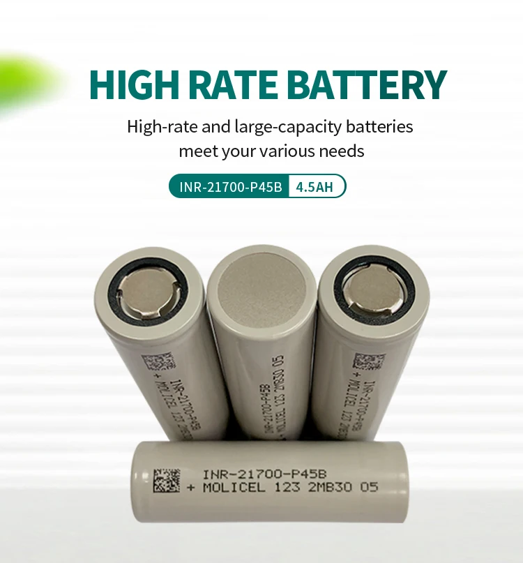 21700 4500mAh 10C High Rate Li-Ion Batteries 3.6V Rechargeable 21700 Molicel  Battery Cell