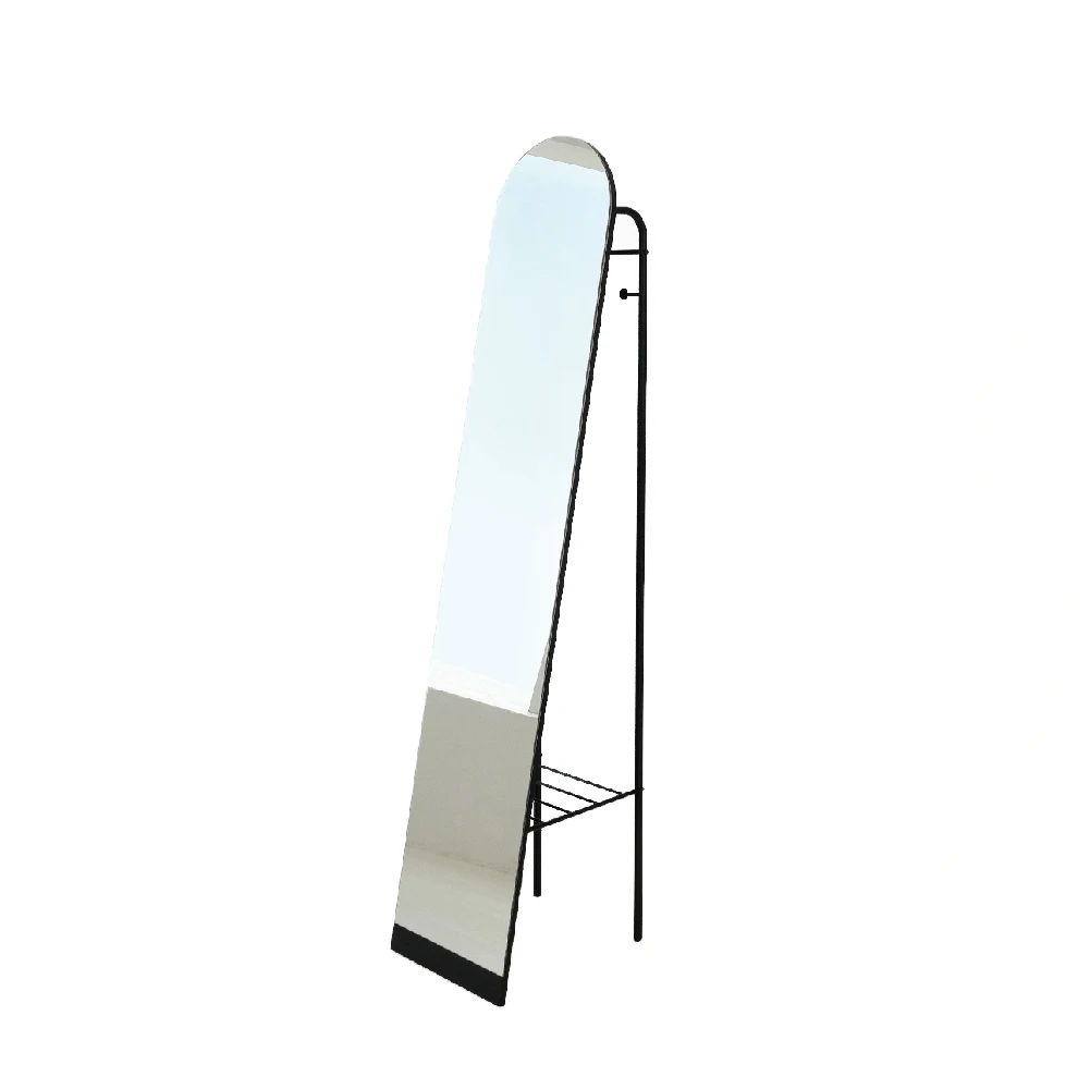 Full-Length Modern Mirror with Integrated Garment Rack