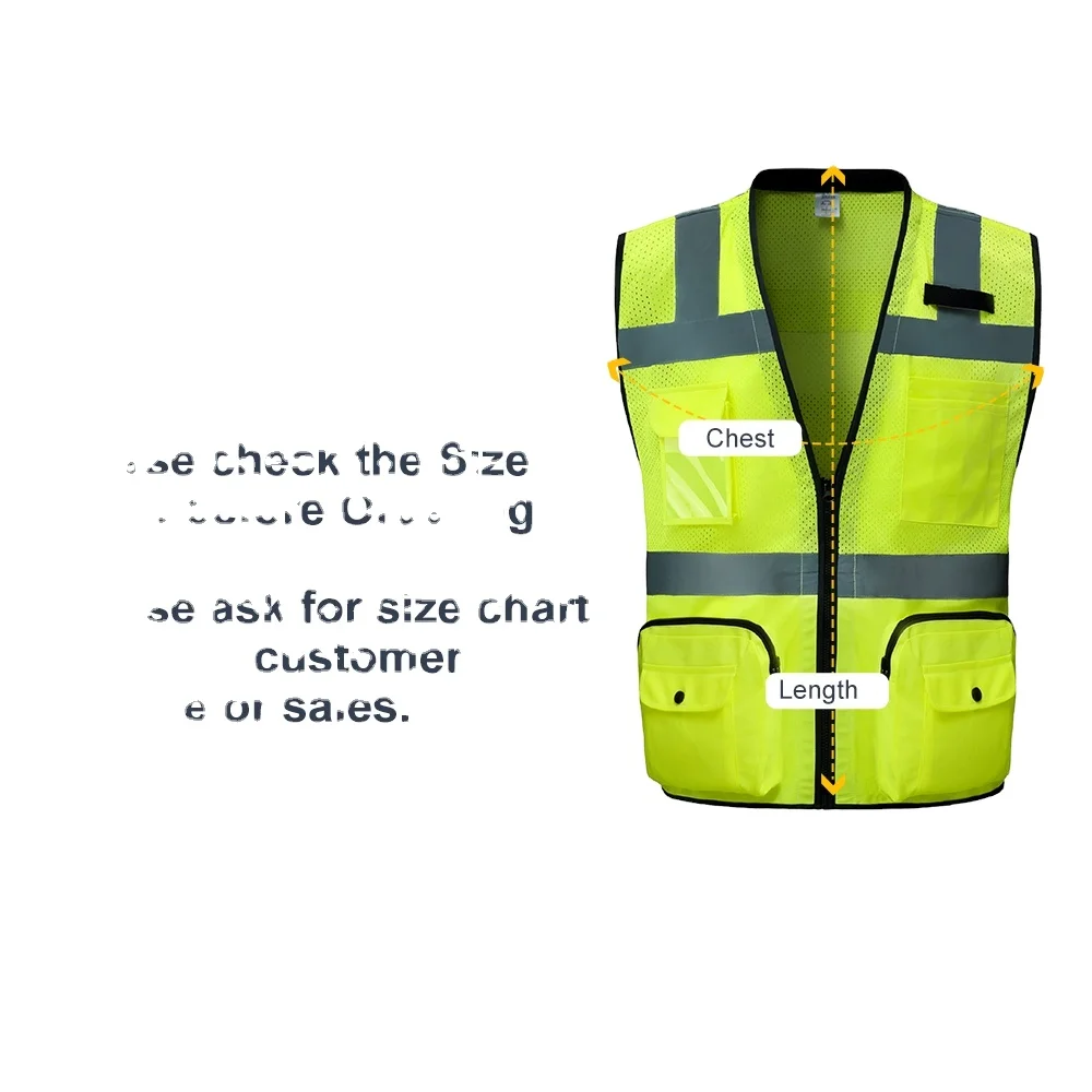 Wholesale Reflective Custom Logo safty vest safety with Pockets Class 2 High Visibility road Safety Vest