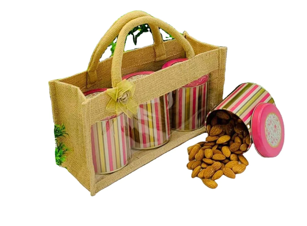 Jute Bag for Shopping, Vegetable, Dry Fruits and Gift with color set 100% bio-degradable and recyclable.