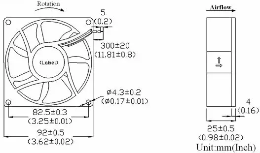 DC 92x25mm Exhaust Fan Ventilation DC
