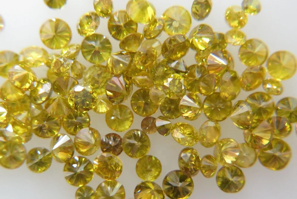 1.1-1.4mm Fancy Yellow Natural Loose Brialliant Cut Diamond Lot SI Clarity Good Fire