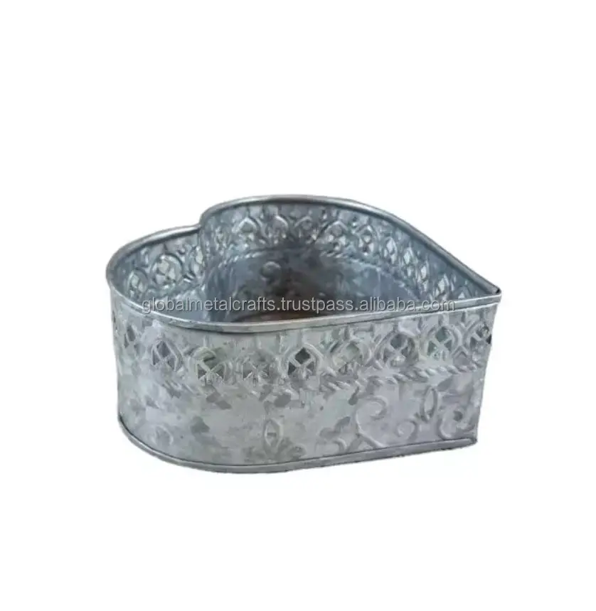 Wholesaler Galvanized galvanized planter with golden rim for Farmhouse Home Garden decor