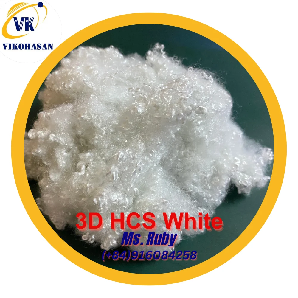 Hot Sales White Hollow Conjugated Siliconized (HCS) Recycled Staple Siliconized Polyester Fill Manufactured Vietnam GRS