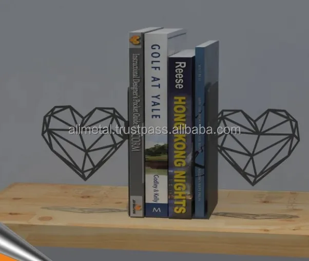 Настраиваемые металлические подставки для книг в форме сердца железные и алюминиевые офисного использования или подарок