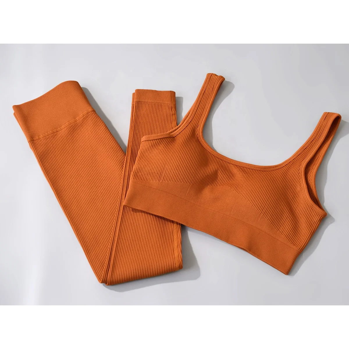 seamless athletic womens ribbed sport suit yoga set sports bra and biker shorts women gym fitness sets