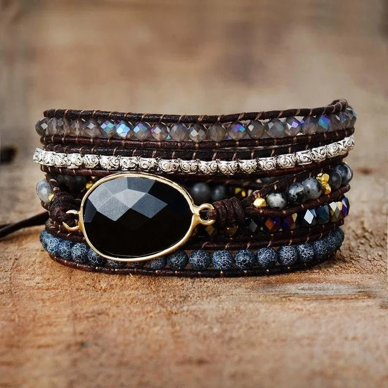 Best Selling Amazon Bracelet I Black Onyx Bracelet-Natural Gemstone Grounding Bracelet-Healing Balance Spiritual Protection