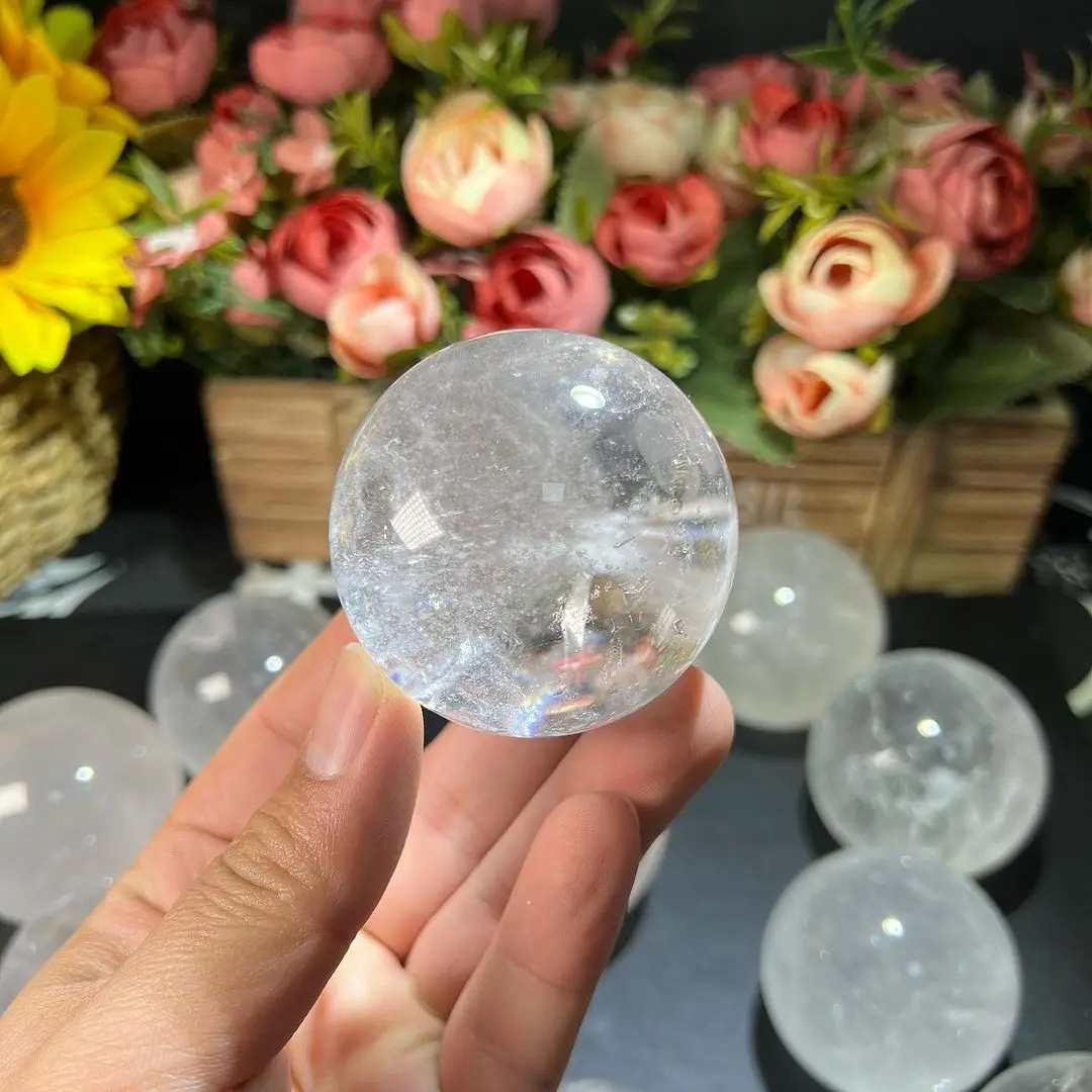Hot Sale Healing Clear Quartz Sphere Semi Precious Gemstone Crafts Polished Clear Quartz Balls Healing Quartz Crystal Ball