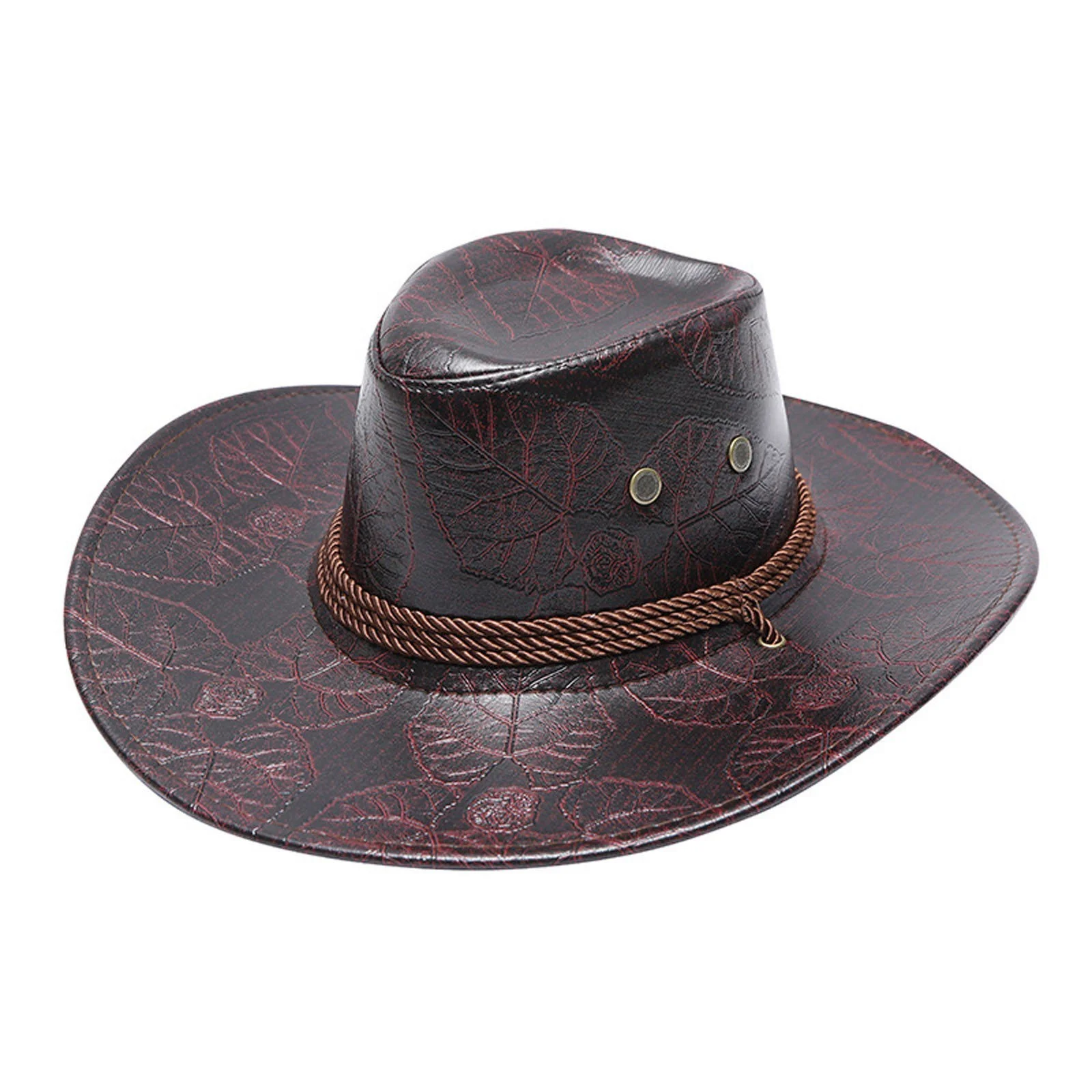 Customized Red Color Cowboy Hats  Genuine Leather Cowboy Hats for Men and Women Wholesale New Design Cowboy Hat Leather