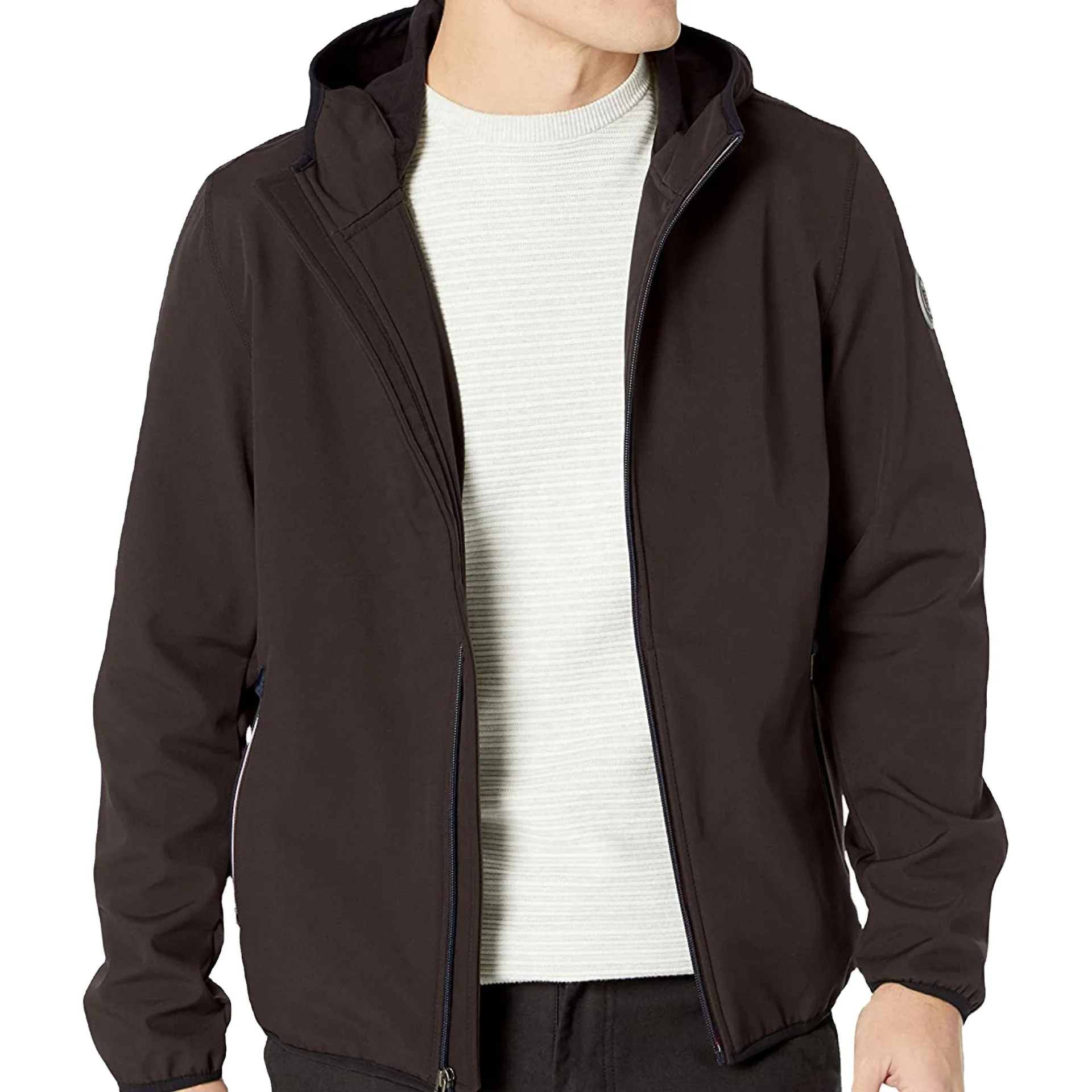 Custom overhead waterproof polyester windbreaker jacket with half zip in black