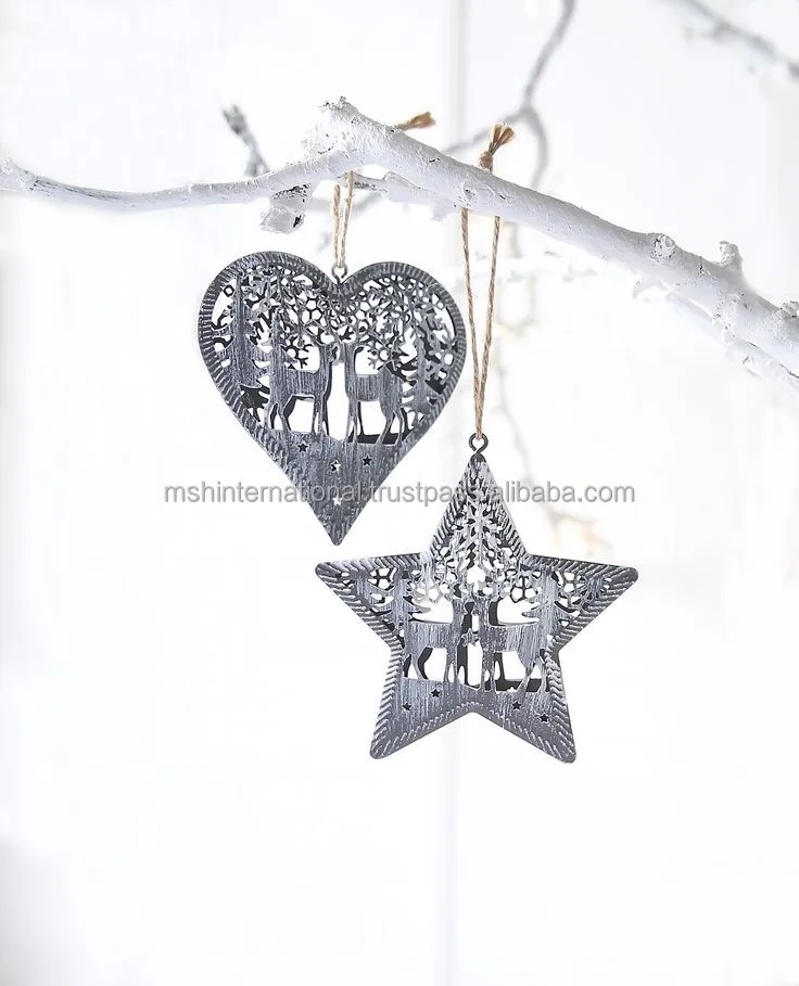 Decoration 3D Custom Heart-shape Brass Christmas Ornament Tree Hanging Christmas Ornament
