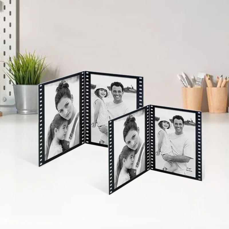 Black Desktop Stand Acrylic Photo Frame V Shaped Plastic Frame