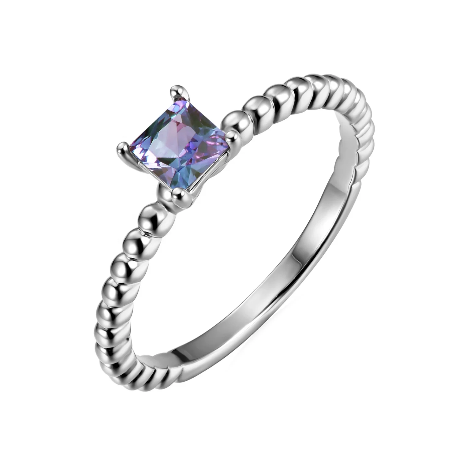 Sterling Silver 925 Color Change Alexandrite Trendy Fashion Twisted Square Stone Dainty Ring For Women Destiny Jewellery
