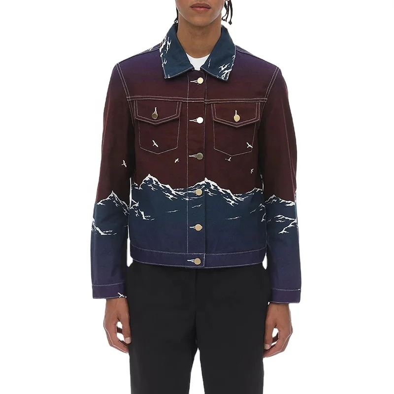Best Quality Printed Men Denim Jeans Jackets Custom Logo And Design Multicolor Pure Jeans Jacket