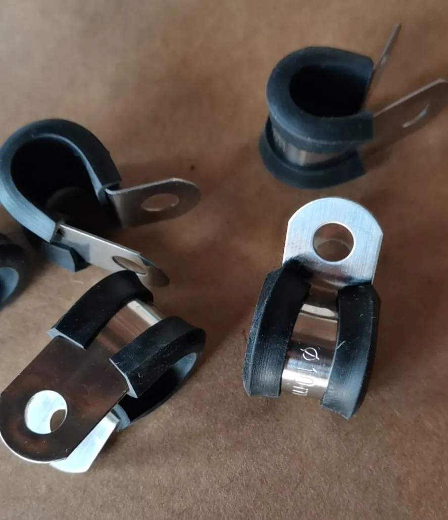 Fixing clamps with rubber P-clip