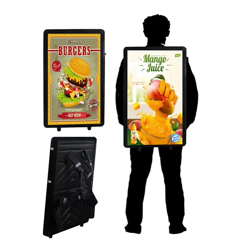 Advertising LCD Panel Human Backpack Billboard Digital Walking Board