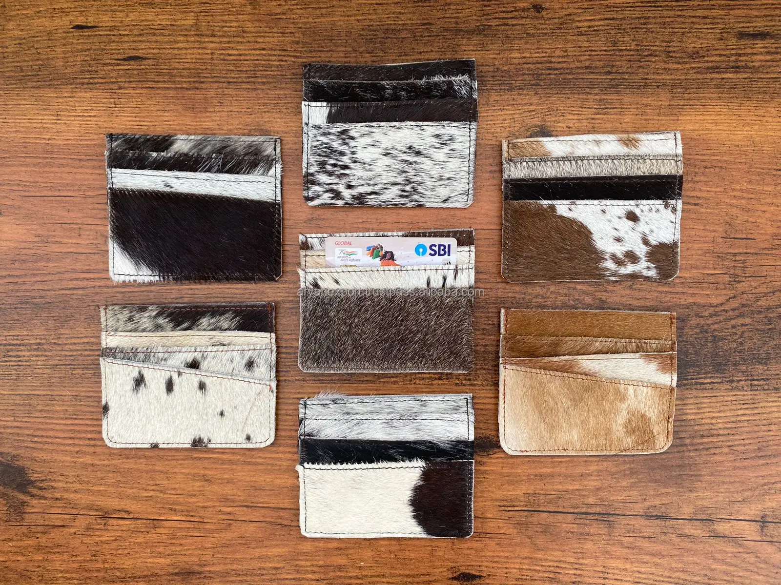 Attractive Stylish Unisex Cowhide Fur Leather ATM Card Holder Wallet For Credit Cards ID