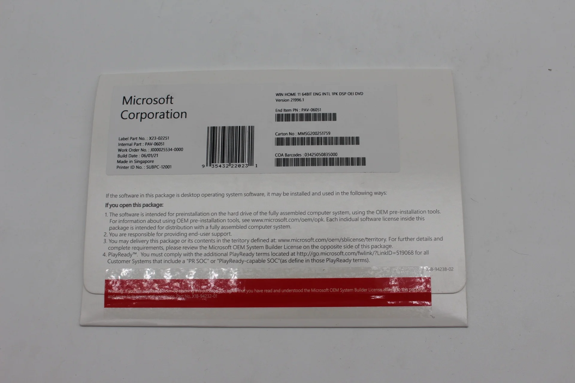 Windows 11 Pro OEM DVD Full Package French Language DHL Free Shipping Use Stable Original OEM Key