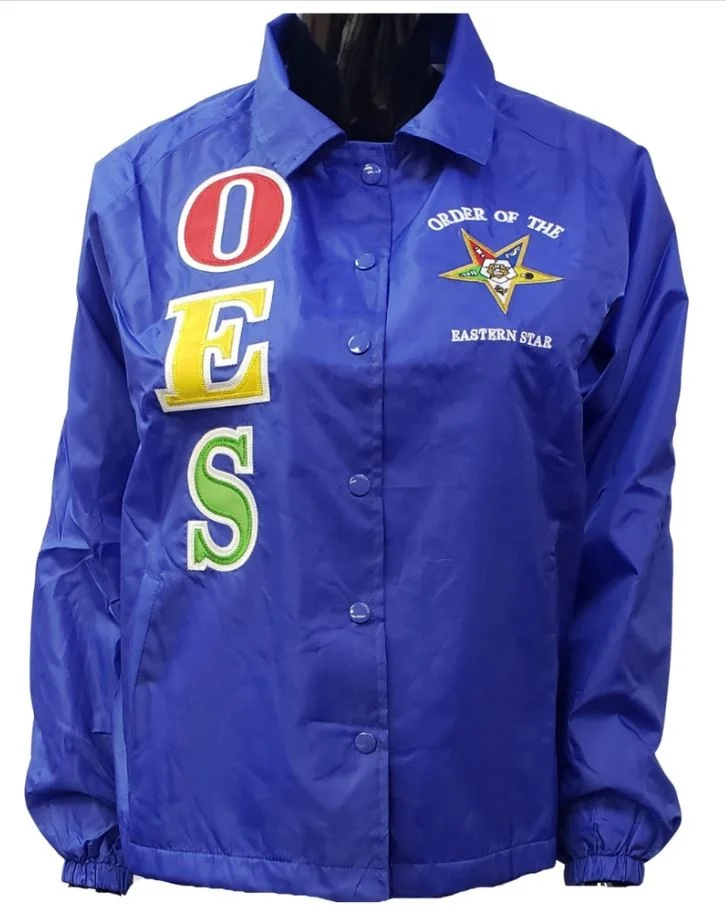 Order of the Eastern Star Embroidery Coaches Jacket OES Embroidered Custom Crossing Line Oes Jacket Masonic Regalia