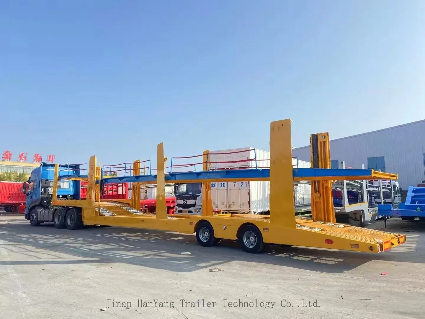 2 Axle 8 units High quality hydraulic car carrier semi trailer