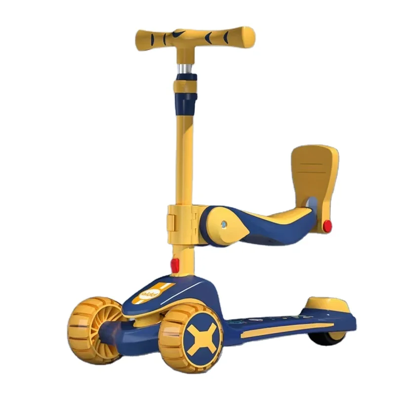 Kids scooter 3 wheels LED wheels children scooter with seat
