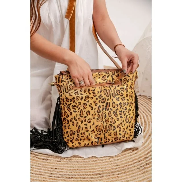 Carving Leather Handbag Fringe Shoulder Crossbody Sling Bags Women Tooled Tassel Leather Bags