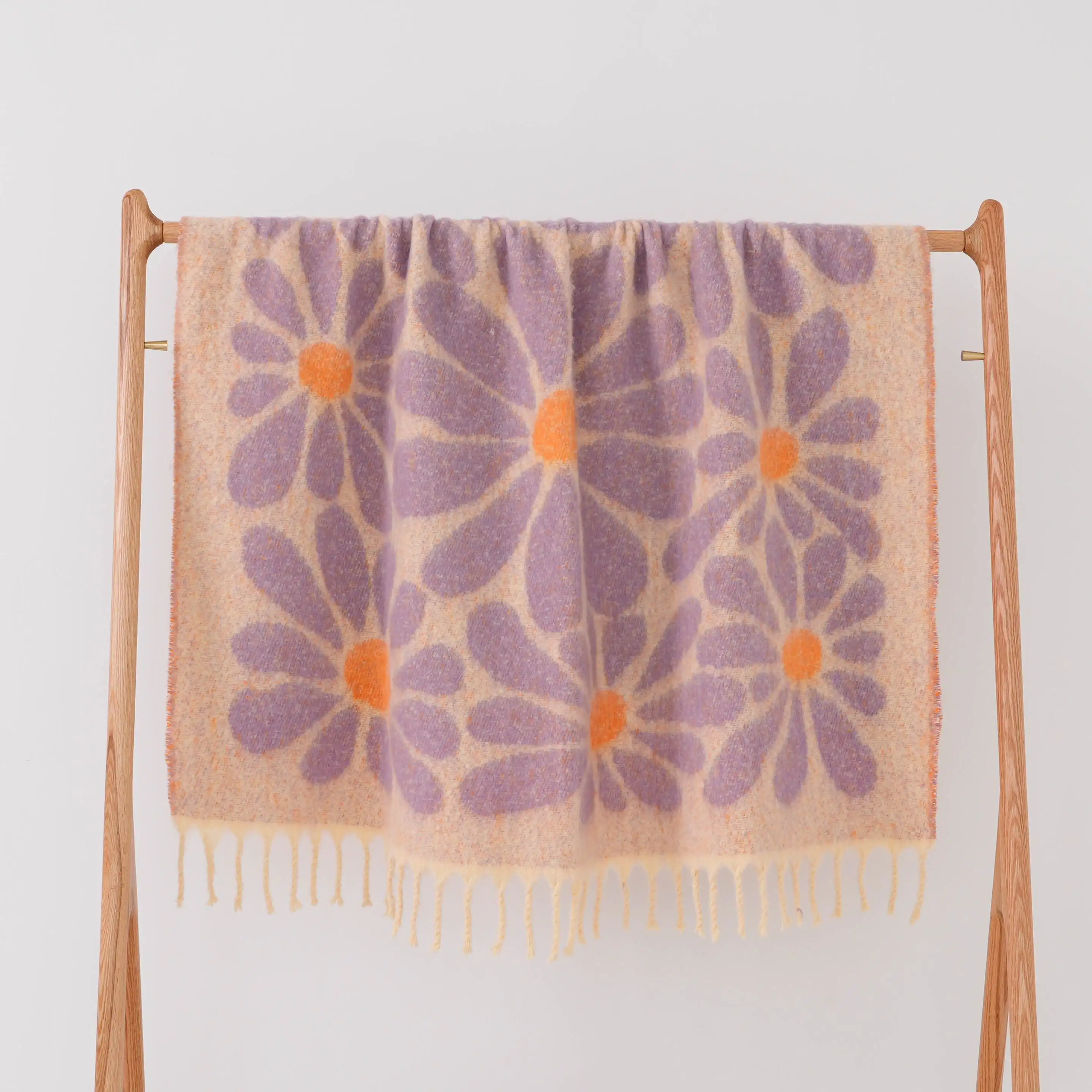 Custom wholesale Retro Flower Style  Mohair Throw blanket  sofa cover blanket