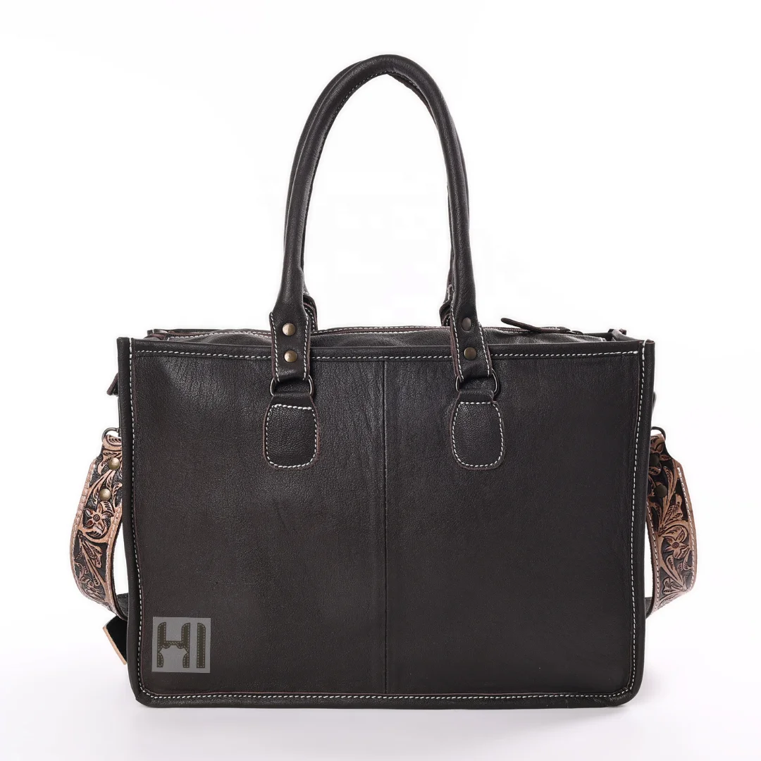 Western Fashion Cowgirl Cowhide Tote Bag with Suede Fringes Hairon Tooled Leather Women Purse for events parties shopping OEM