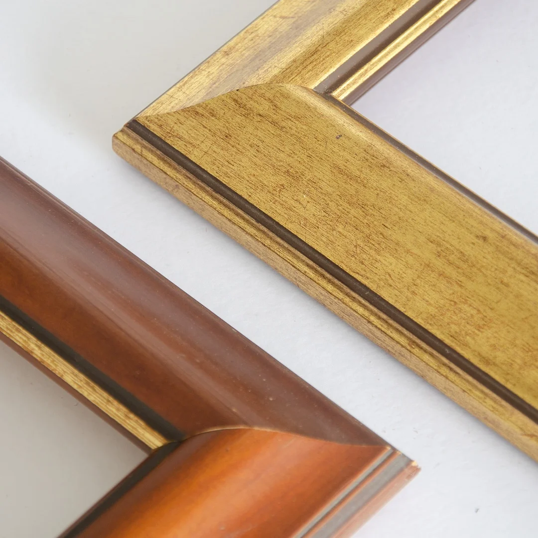 Wooden picture frame moulding 26 x 44mm Modern gold and silver frame for home decoration, customized photo frames