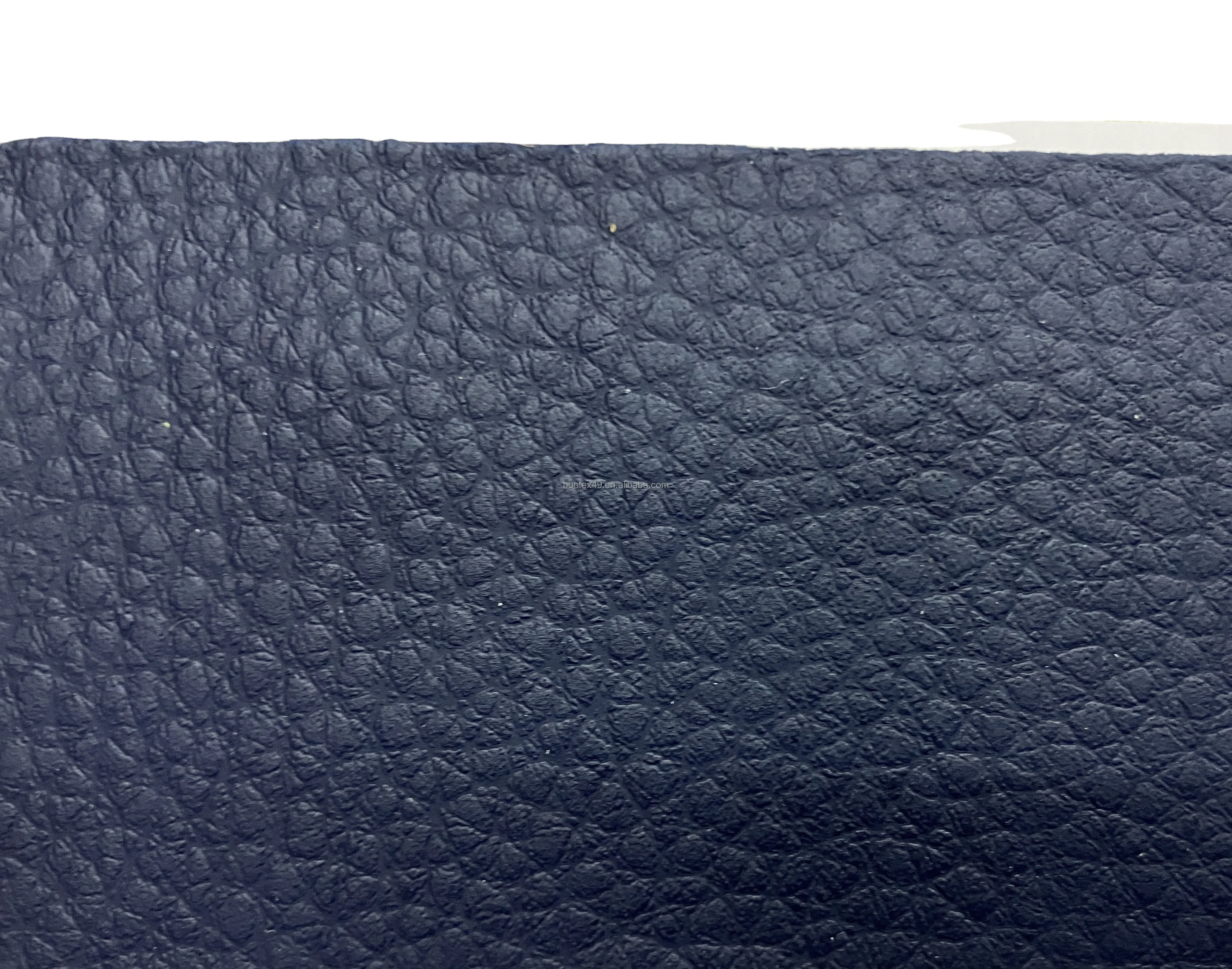 Litchi grain Navy color PU Leather with microfiber back  total thickness 1.0mm