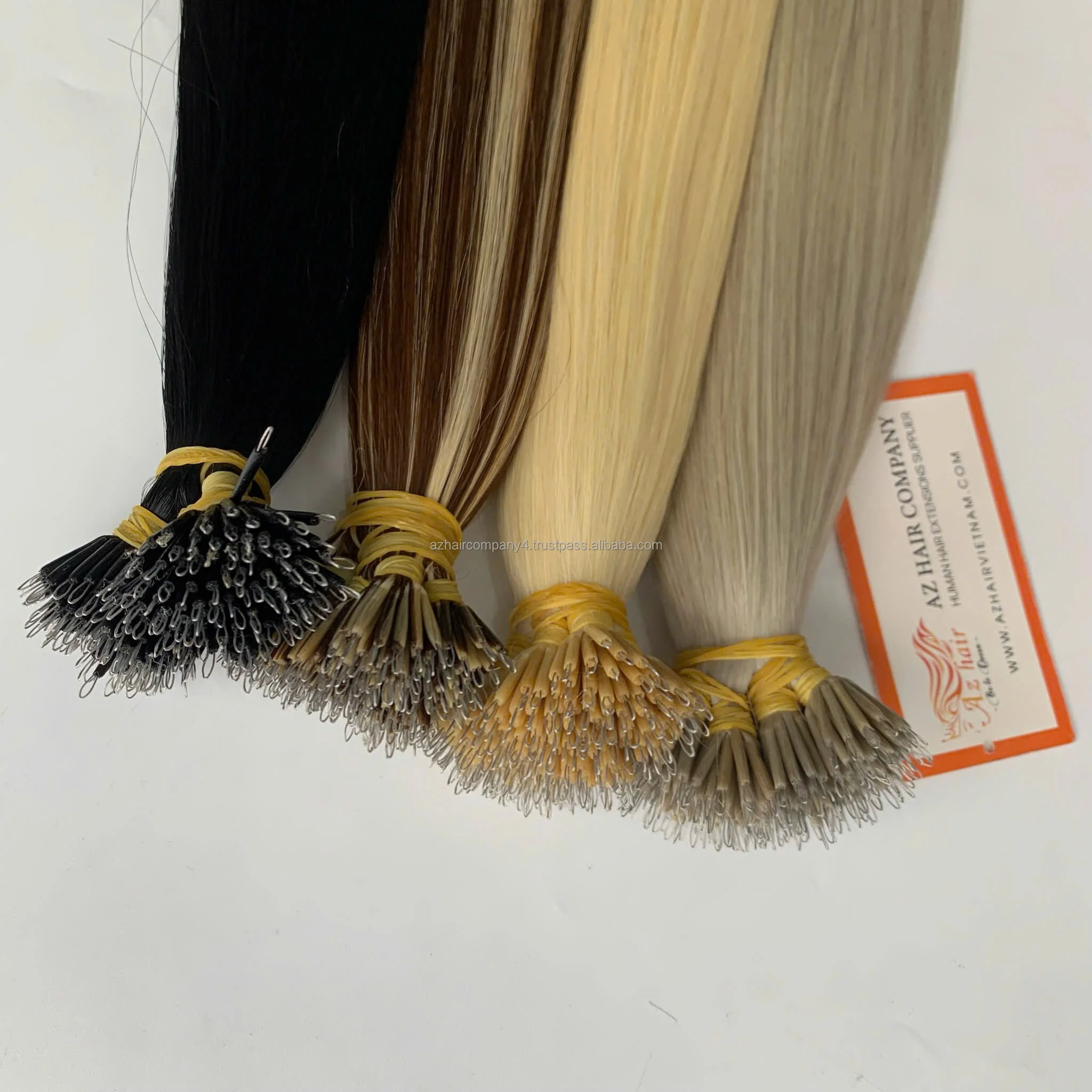 Wholesale Thick Remy Human Hair Extensions Straight Nano Ring Hair Extensions Customize Highlight Color