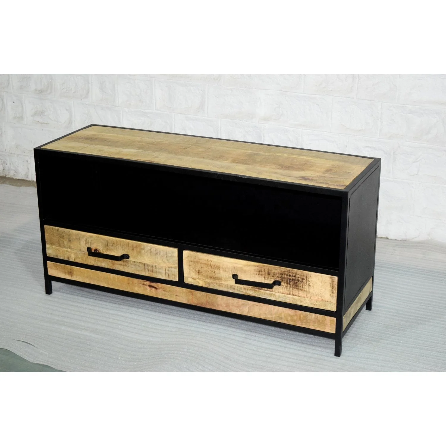 Latest Industrial Modern Iron Metal Wood Drawer Living Room Villa Apartment Entertainment Tv Stand Unit Cabinet