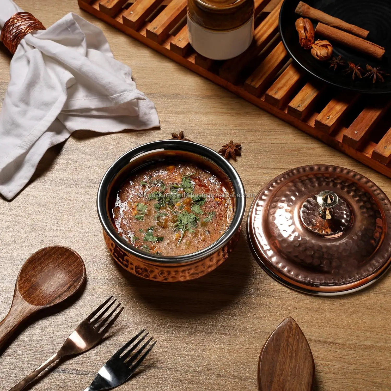 Copper Tableware casserole with lid