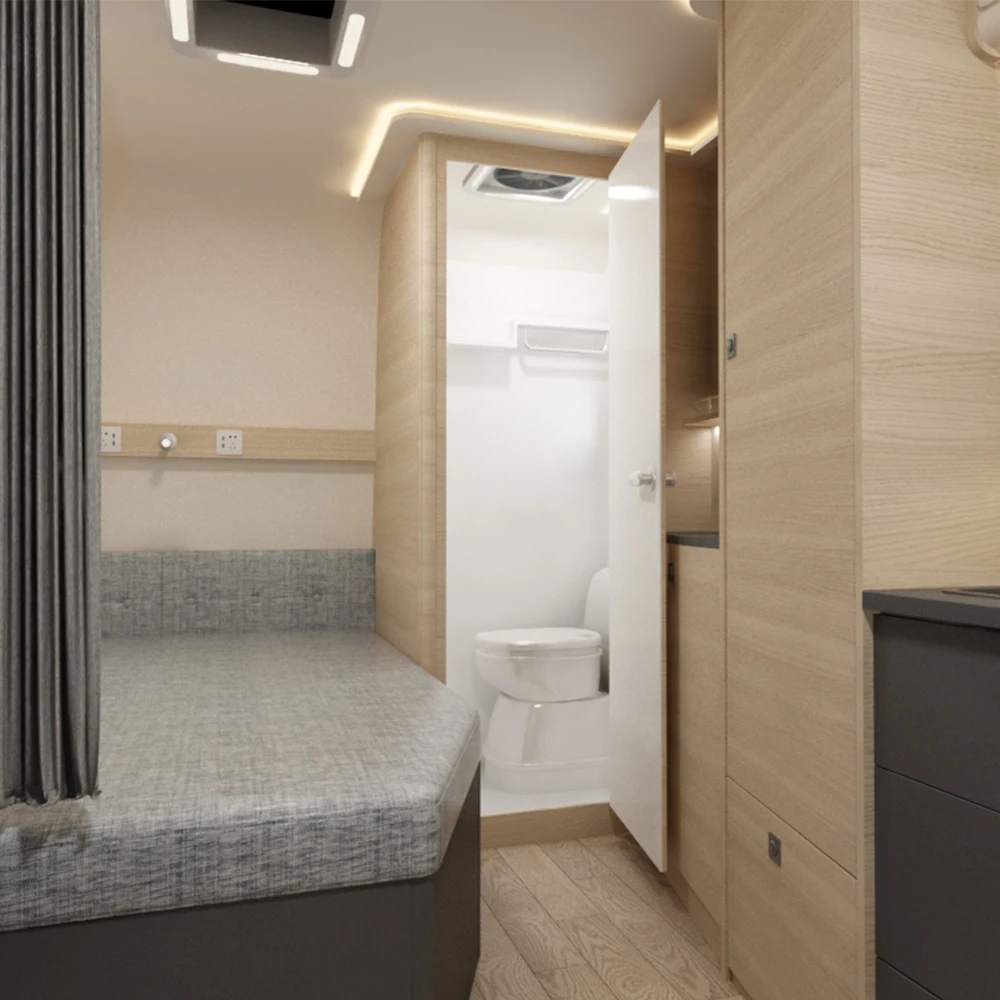 Красивый FRP rv campers трейлер солнечной системы с душем и караваном Кондиционер