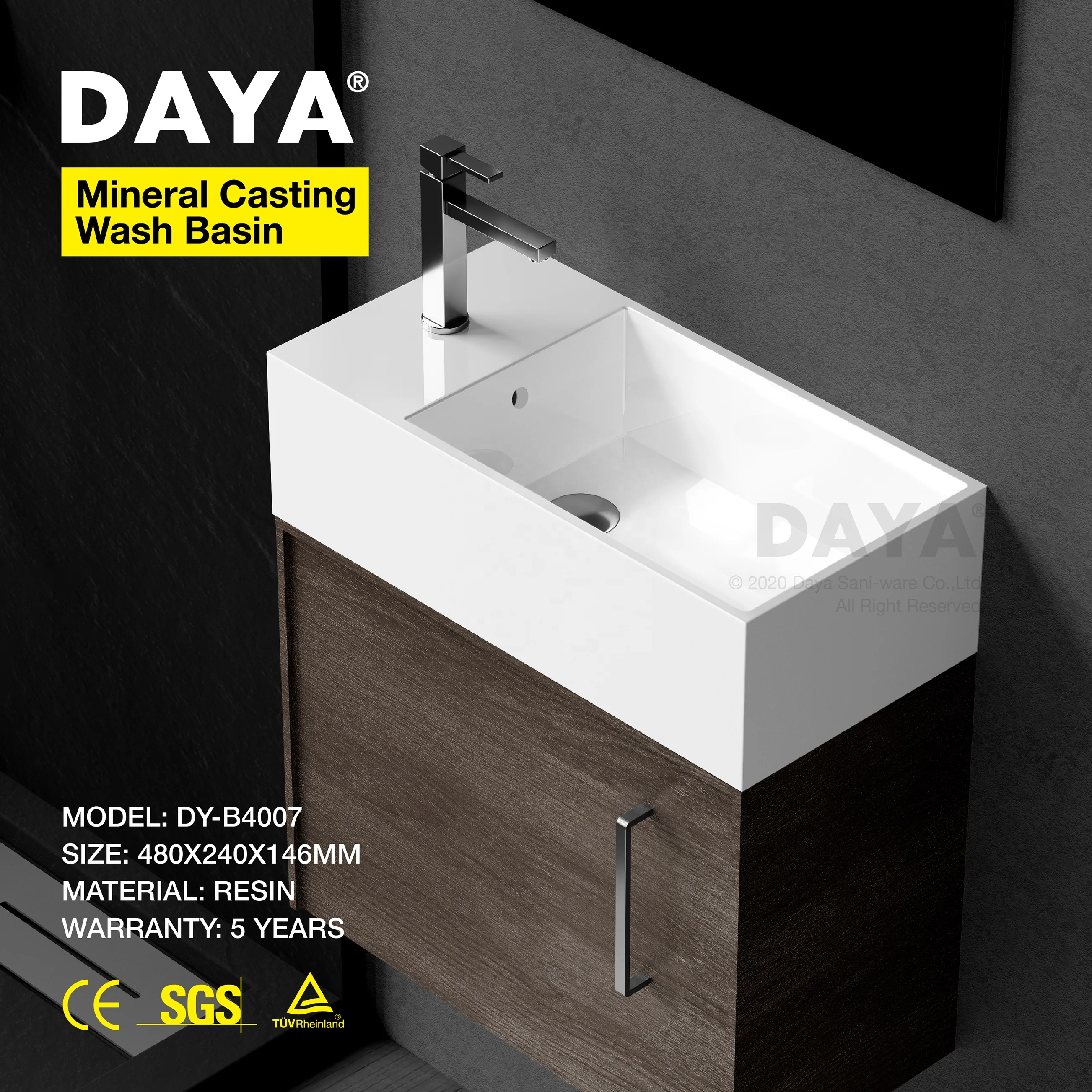 Chinese Sanitary Ware Factory White Polymarble Lavabo Smooth Surface Easy Clean Wash Basin Hotel Bathroom Furniture Sink