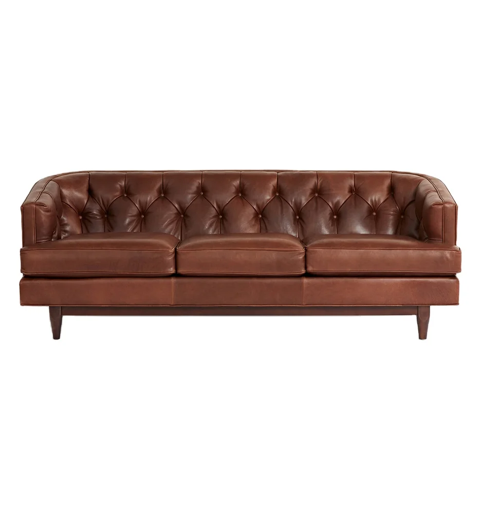 Simple Chesterfield design living room sofas Genuine Leather sofa cover With Solid Wood living room furniture for home decor Use