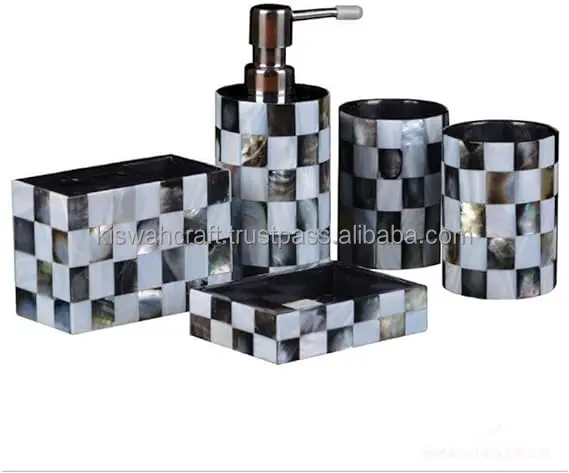Luxury Bone Inlay Bathroom Set from KISWAH CRAFT Best Design Wood Soap Holder New Color Home Decor Accessories