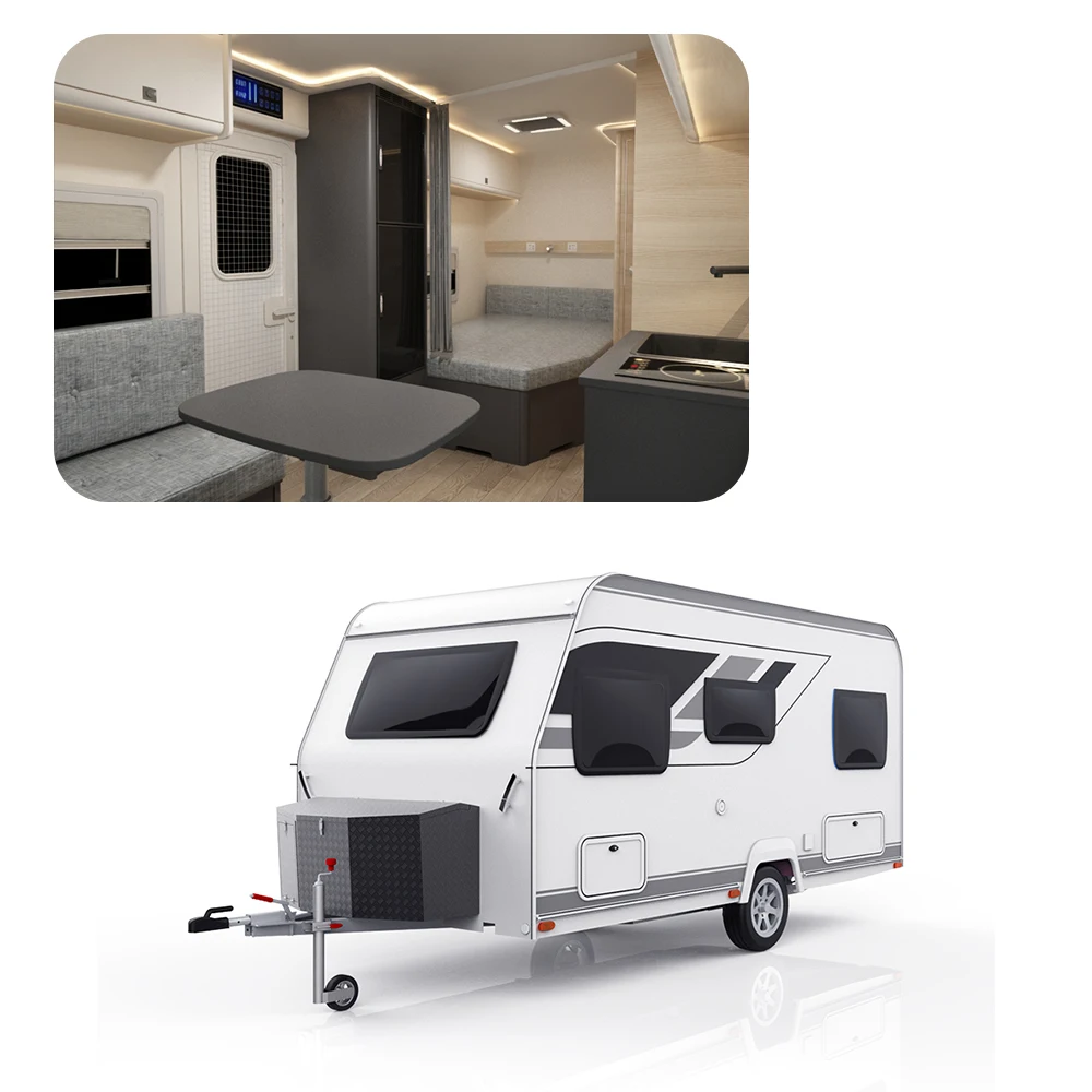 Mobile House Camper Trailer with Tent Large Space Off Road RV Truck Camping Travel Cart for 4-6 Person