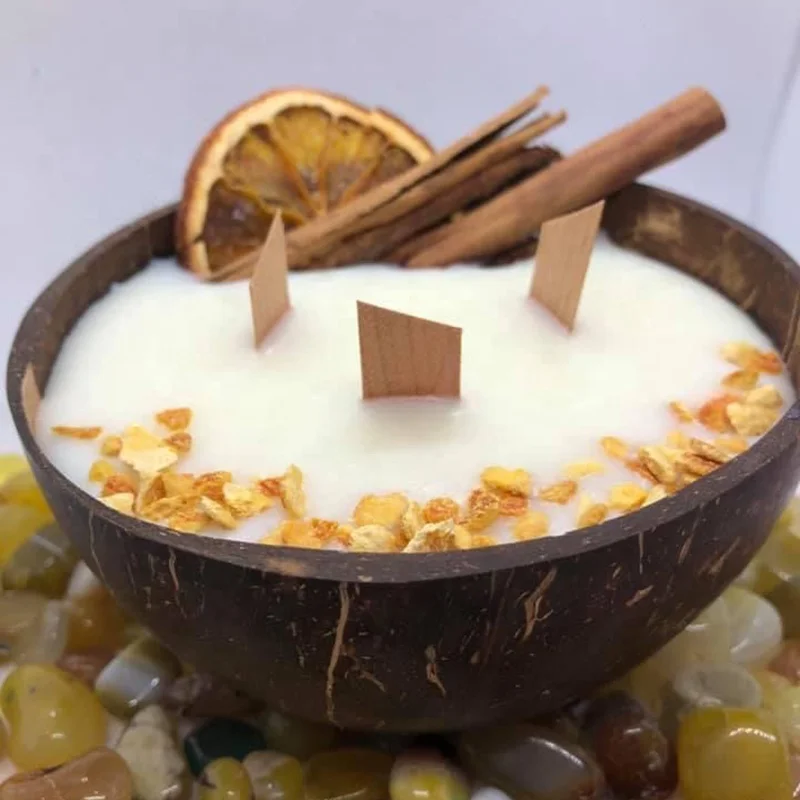 Coconut Shell Bowls Candle Soy Wax Coconut Candle With Wood Wick Made In Vietnam