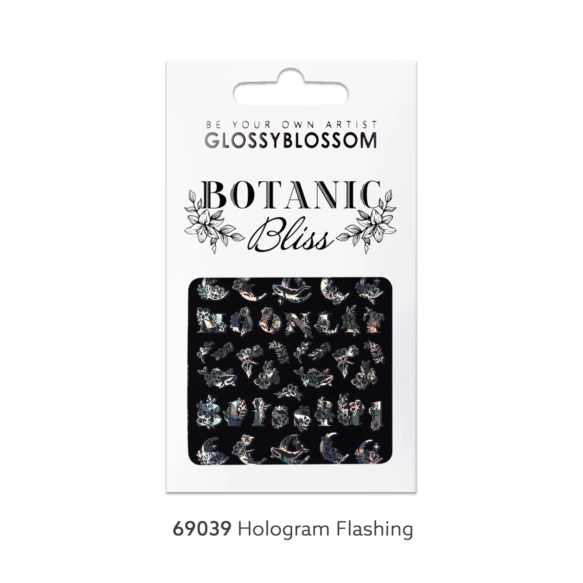 ShineB Botanic Bliss-Hologram Flashing 69039, Nail Art Decal Fingernails Designs Self Adhesive Floret Decoration Deco Stickers