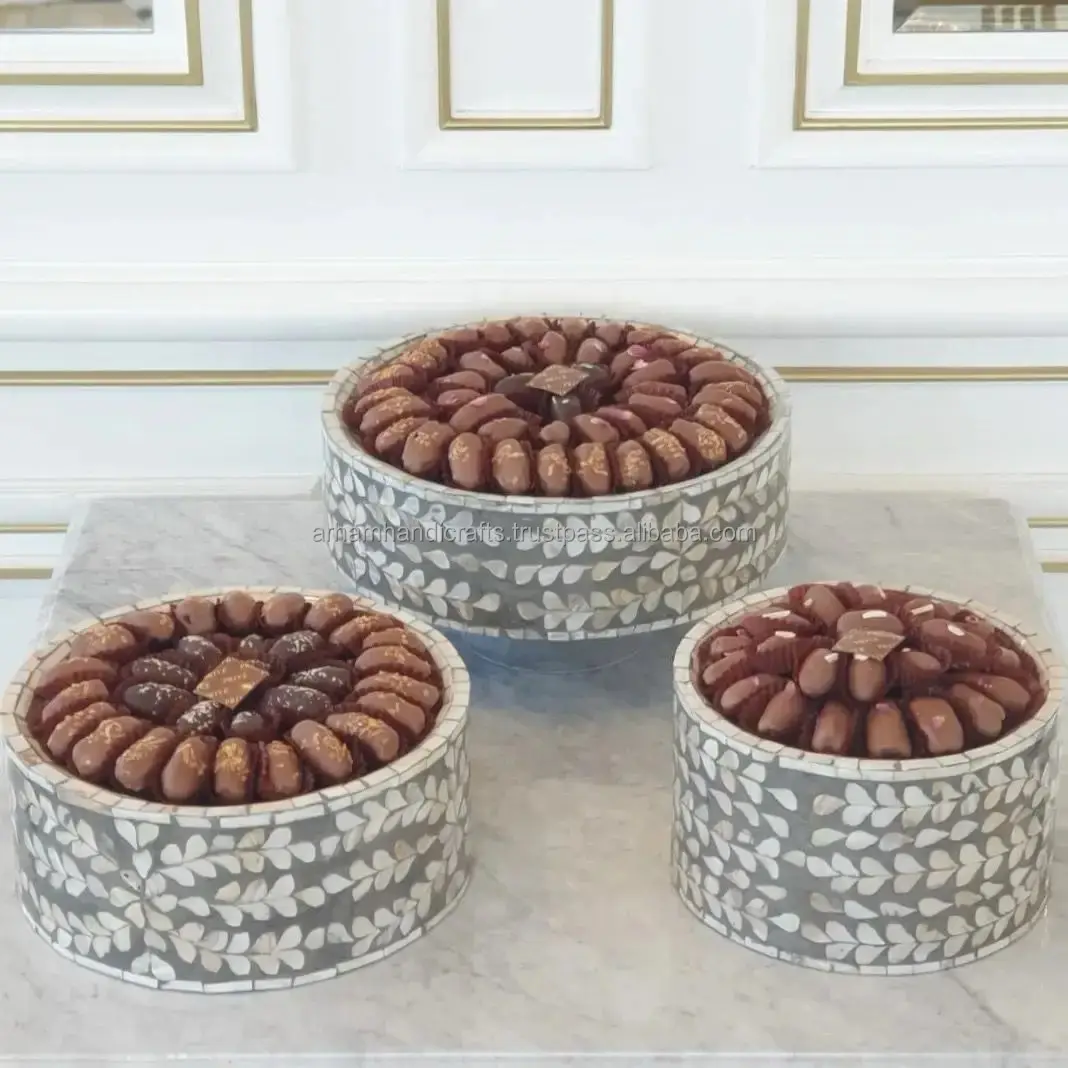 Bone inlay MOP Cake Stand for square shape and party ware use best for handmade sale orange bone CHOCOLATE TRAY BY LUXURY CRAFTS