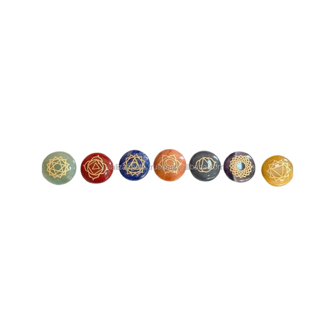 Wholesale Best Quality Seven Chakra Engraved Reiki Set With Box buy from Aliza Agate