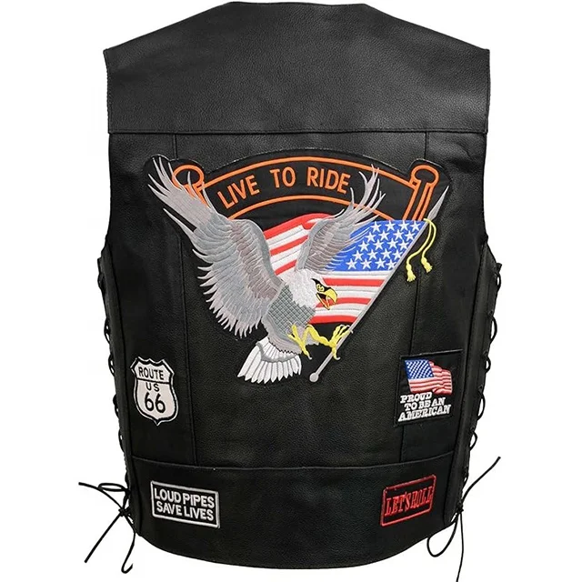 OEM Custom Handmade Genuine Leather Biker Vest Men Hunting Waistcoat Motorcycle Leather Vest American Leather Motorbike Vests